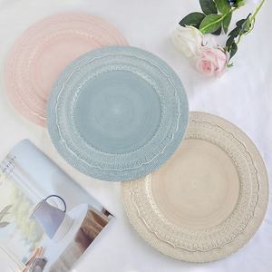 طبق سيراميك مزخرف بالزهور صديق للبيئة، صحن عشاء من البورسلين السميك مع زهور ملونة للزفاف، أطباق سيراميك مزخرفة بالزهور - Product Image 1