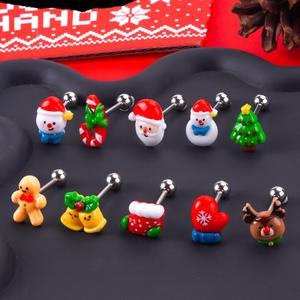 Anneaux de <span class=keywords><strong>piercing</strong></span> en acier inoxydable 316L avec zircon couleur bonbon, motif Père Noël de Noël, pour mariage et bijoux de corps - Product Image 1