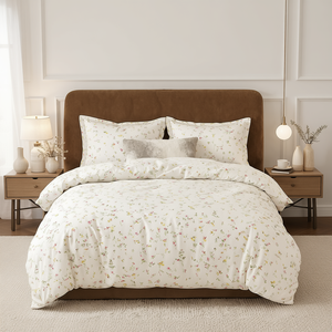 Soft Floral Bedding Set 100% Cotton <b>Bed</b> Linen <b>Comfortable</b> Everyday Use Breathable Fabric - Product Image 1
