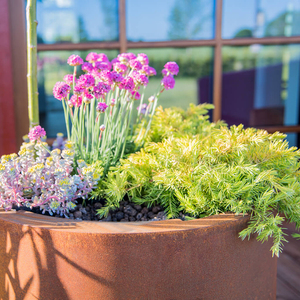 Pot de fleur rond extérieur en <span class=keywords><strong>acier</strong></span> <span class=keywords><strong>corten</strong></span> personnalisé Jardinières en métal pour l'extérieur du jardin Grands pots de plantes de parc bon marché à vendre - Product Image 3