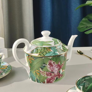 High Bone China Coffee Tea Sets Kitchen Accessories Vintage Coffee <b>Cups</b> with Gold Trim & Serving Tray - Product Image 6