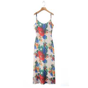 Robe nuisette à imprimé floral Happy Plus, col en V, coupe biaisée, grande taille, robe décontractée pour femmes, tenue de tous les jours, N8904 - Product Image 2