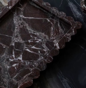 ถาดหินอ่อนธรรมชาติขนาดใหญ่ 40x30x2.5 ซม. ยี่ห้อ SAIDKOCC <span class=keywords><strong>ราคา</strong></span>จริง ถาดใส่ของตกแต่งบ้าน ขอบลายดอกไม้ หรูหรา - Product Image 6