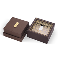 Personalizado asequible sólido de cuero de imitación pulsera de lujo de terciopelo claro Ventana de cartón rígido embalaje de papel regalo perfume conjunto caja