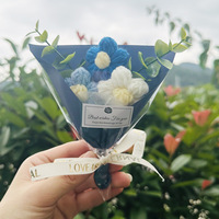 Petit bouquet de fleurs artificielles en tricot, accessoires faits main, vente en gros, mini-hortensias pour mariage