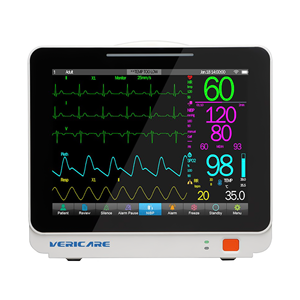 Moniteur de signes vitaux vétérinaire avancé Vericare JM-12 avec grand écran tactile ECG (3/5 dérivations) PR SPO2 NIBP TEMP RR HR IBP EtCO2 - Product Image 4