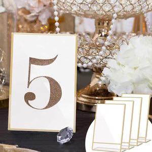 Porta Letreros Acrílicos Modernos para Bodas, Marco Dorado, Números de Mesa, Soporte Inclinado para Menús, Exhibidor Transparente para Folletos y <span class=keywords><strong>Documentos</strong></span> - Product Image 2