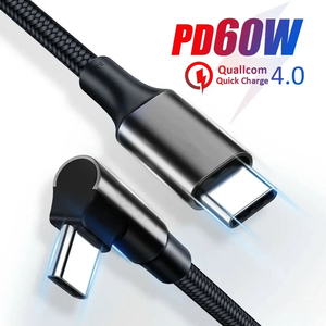 Dual 90 grados 60W ángulo recto <span class=keywords><strong>Usb</strong></span>-<span class=keywords><strong>c</strong></span> <span class=keywords><strong>Cable</strong></span> 60W <span class=keywords><strong>Usb</strong></span> <span class=keywords><strong>Cable</strong></span> tipo <span class=keywords><strong>C</strong></span> a tipo <span class=keywords><strong>C</strong></span> <span class=keywords><strong>Cable</strong></span> de carga - Product Image 2