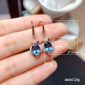 Orecchini Pendenti con Cristallo Blu Zaffiro per Donne, Eleganti Accessori Moda per Uso Quotidiano e Feste - Product Image 5