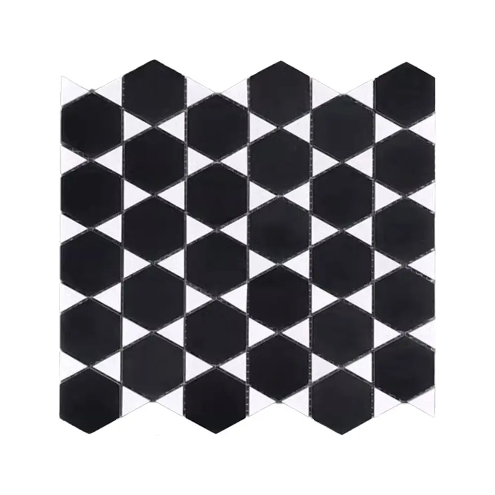 Natürlicher Sechseck schwarz und weiß Marmorstein Mosaik Küche Bodenbelag und Backsplash-Wandfliesen