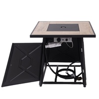 Table de bar extérieure carrée en acier et fonte avec foyer au propane, mobilier chauffant d'extérieur