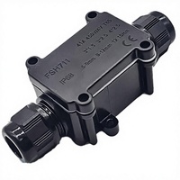 Boîtier de jonction étanche IP68 noir FSH711 pour extérieur, 2 voies, 5-15 mm, pour éclairage paysager et connexion de circuits électriques