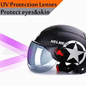 Casco Abierto 3/4 para Motocicleta, Casco de Media Cara Unisex para Moto, Scooter, Protector de Cabeza con Lente Protectora Solar Anti UV - Product Image 2