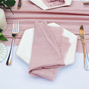 42x42cm serbet kain buatan tangan katun 100% taplak meja makan malam Rustic Linen serbet meja untuk pesta pernikahan Baby Shower - Product Image 1