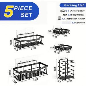 Gran oferta de fábrica, colgador de pared para baño, estante de almacenamiento de maquillaje, colgador de cocina, estante de almacenamiento de especias montado en la pared con pegatina adhesiva - Product Image 5