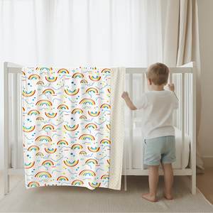 Babydecke mit Regenbogen-Druck, Neutrale Kinderzimmerdecke, Weiche Sensorische Beruhigungsdecke, Kleinkind-Pucktuch, GRS OEKO TEX Fabrik - Product Image 5