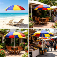 Parasol de plage promotionnel portable en fibre de verre avec poignée en alliage, impression numérique personnalisée 3,5 m, résistant à la décoloration, blanc