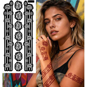 Plantillas de Tatuajes de Henna Mini para Manos y Pies, Diseño Floral, Luna y Estrella, Resistentes al Agua, Plantillas de Arte para Mujeres, Tatuajes DIY - Product Image 1