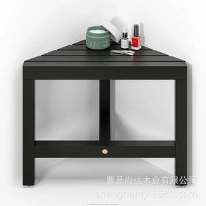 Solid wood triangular <b>stool</b> corner shelf small space indoor shelf <b>bathroom</b> shower <b>stool</b> wooden step <b>stool</b> seat - Product Image 4