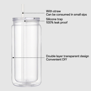 16 oz Plastik-Schneekugelbecher mit Doppelwand, vorgebohrte klare Einmachgläser, DIY-Schneekugel-Tumbler mit Deckeln und Strohhalmen - Product Image 2