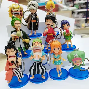 8 Pçs/set Anime Luffy Bonito Sanji Nami Figura Dos Desenhos Animados Chaveiro Mochila Pingente De Borracha Pvc Chaveiros