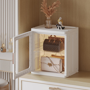 Storage Cabinet Organizer Foldable Multi Layer Plastic Living Room Cabinet With Transparent Door For Storage - Product Image 2
