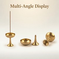 Dunyi Porte-encens en laiton pur, support haut, style Zen japonais, poli à la main, pour cônes de bois de santal et d'agarwood, décoration de méditation et brûleur à refoulement