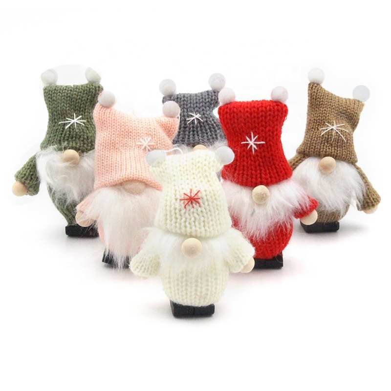 Pingente de lã para pendurar natal, faça você mesmo, boneco fofo de gnome, lã, sem rosto, boneco do papai noel, ornamentos de natal