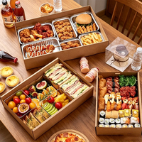 Boîte à emporter en papier kraft brun recyclable avec fenêtre, impression personnalisée pour boulangerie, pâtisserie, dessert, sandwich, sushi, emballage