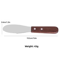 Couteau à fromage manuel portable personnalisé en acier inoxydable 430 avec manche en bois, grattoir à beurre, couteau à beurre dentelé, couteau à confiture