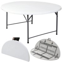 Table ronde pliante en plastique blanc durable, populaire pour les hôtels et les restaurants en plein air, meubles de banquet moulés par soufflage