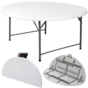 Mesa Plegable Redonda de Plástico Blanco Resistente para Banquetes, Muebles de Exterior para Hoteles y Restaurantes, Moldeada por Soplado - Product Image 5
