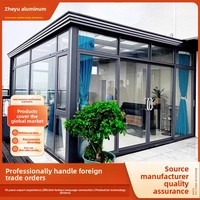 Villa Verrière Polygone Extérieure en Alliage d'Aluminium avec Verre Trempé, Isolation Phonique et Thermique, Pare-Soleil, Fermeture Supérieure, pour Jardin et Terrasse