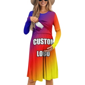 Vestido de lactancia de estrella <span class=keywords><strong>morada</strong></span> con estampado completo para mujer, <span class=keywords><strong>ropa</strong></span> de maternidad para amamantar, vestido de cuello redondo, <span class=keywords><strong>ropa</strong></span> posparto para embarazo - Product Image 5