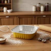 Contenants carrés en aluminium de qualité alimentaire, résistants aux hautes et basses températures, peuvent être chauffés directement au micro-ondes