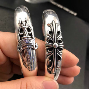 Bracciale CH Crocs in ferro con croce a spada sacra in pietra naturale, finitura liscia, effetto <span class=keywords><strong>vintage</strong></span> invecchiato, per uomo, donna, stile coppia - Product Image 1