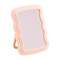 Miroir de maquillage en plastique éclairé sur pied personnalisé avec logo, pliable, à suspendre, simple face, pour étudiants