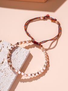 手工制作的西藏铜珠幸运绳手链，适合女士和男士，独特的棉线首饰，适合婚礼或派对的礼物 - Product Image 6