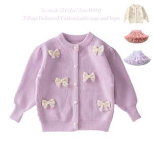 Set 2 Pezzi per <span class=keywords><strong>Bambina</strong></span> Primavera Autunno con Cardigan a Maglia con Fiocco in Stile Dolce e Gonna Tutù Soffice in Tulle - Product Image 2