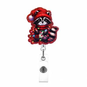 Hotsale Wholesale Retractable Badge Reel Acrylic Acrylic Lovely Santa Claus Badge Reel <b>Christmas</b> <b>Tree</b> Nurse Badge Reel - Product Image 3