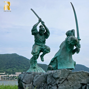 Statua di Guerriero <span class=keywords><strong>Samurai</strong></span> in Bronzo a Grandezza Naturale RELONG, Scultura in Rame e Ottone Personalizzabile in Vendita - Product Image 3