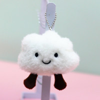 Porte-clés pendentif nuage blanc en peluche mignon, accessoires pour sac de fille, porte-clés en peluche douce nuage blanc