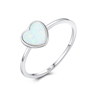 แหวนโอปอลรูปหัวใจ เงินแท้ 925 ประดับแบบ Bezel Setting แหวนพลอยสุดโรแมนติกสำหรับผู้หญิง สวมใส่ได้ทุกวัน - Product Image 1