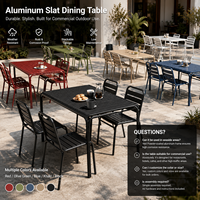 FLD1271 Mesa de Comedor Exterior Impermeable de Aluminio Moderno con Listones, 120/150 cm, para Cafetería, Restaurante, Patio