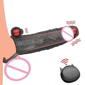 DKKtech kondom bergetar grosir, mainan seks kondom kristal dapat digunakan kembali lengan Penis pembesar Penis