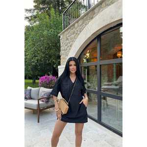 Robe chemise en lin noir Tilda avec ceinture personnalisée, style élégant vintage décontracté, haute qualité, taille unique et XS-6XL, motif uni - Product Image 6