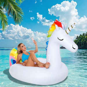 Xách tay mùa hè nước núi Unicorn cưỡi bên bãi biển vui vẻ PVC <span class=keywords><strong>Inflatable</strong></span> Unicorn Float giường - Product Image 4