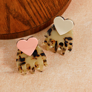 Canyuan nhỏ Acetate vuốt tóc Clip cổ điển rùa vỏ màu 5.5cm dễ thương hình trái tim nối móng vuốt tóc móng vuốt - Product Image 6