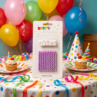 Großhandel Lila Spiralförmige Geburtstagskerzen mit Haltern 10er-Pack Paraffinwachs Party-Kuchenkerzen für Kindergeburtstage