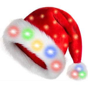 Gorro de Navidad con Luces LED de Colores, Gorro de Santa Claus de Felpa, Gorro Luminoso de Terciopelo para Fiestas - Product Image 1